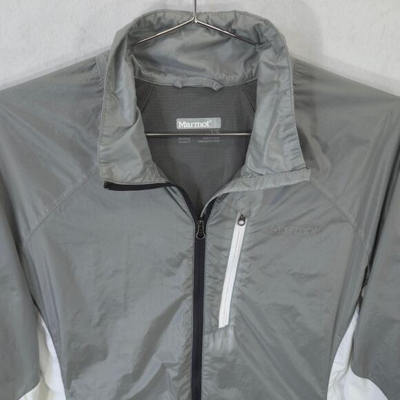 Marmot Jacket Womens L Gray White Colorblock Moisture Wicking Track Windbreaker - Picture 2 of 13